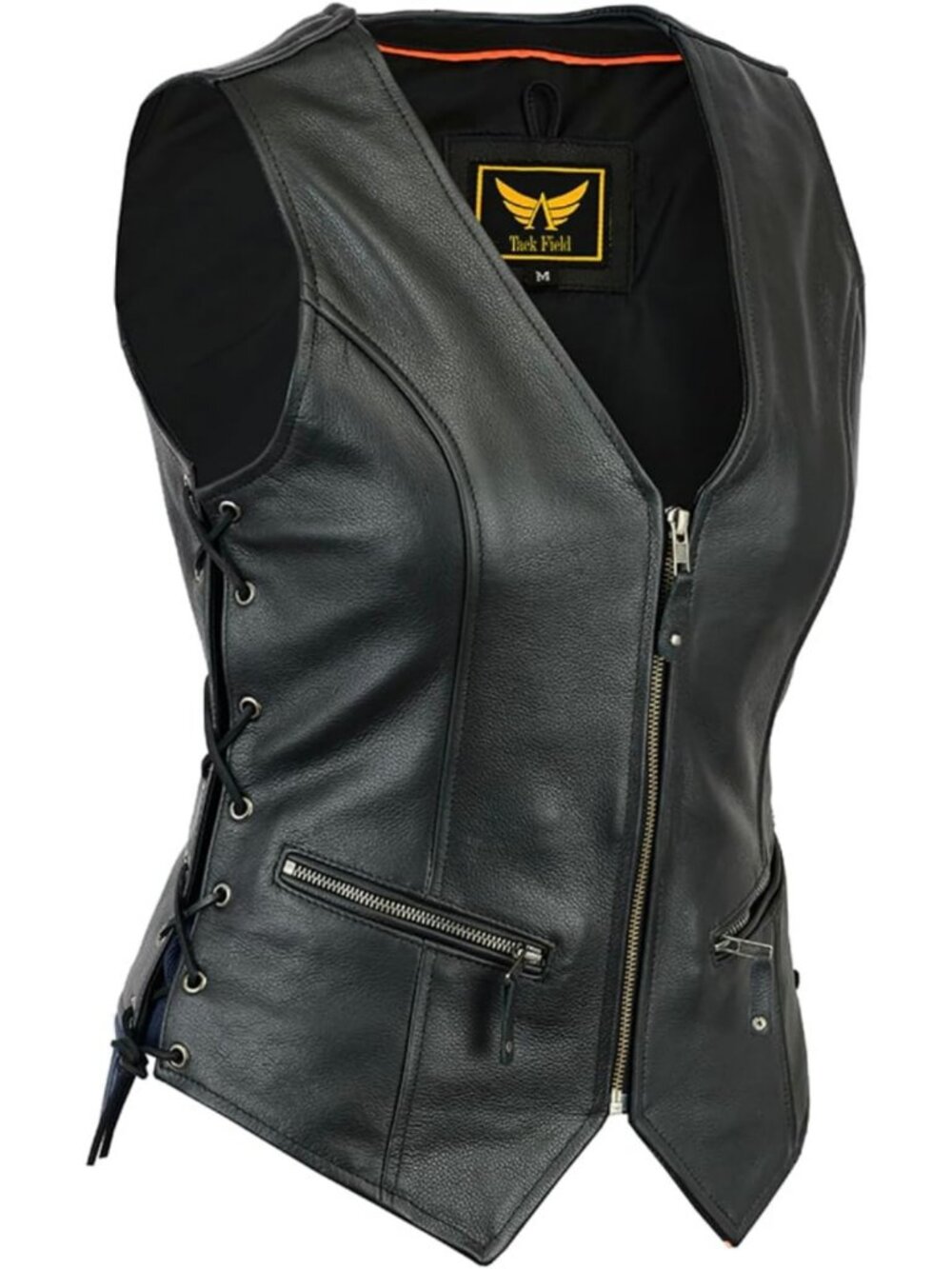 Classic Biker Style Women's Heavy-Duty Leather Motorcycle Vest - Top Grain